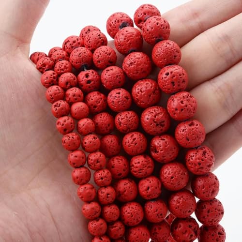 Natürliche rote Koralle, Türkis und Achate, runde lose Perlen zur Schmuckherstellung, DIY-Armband, Halskette, handgefertigtes Handwerk, rote Lava, 4 mm, ca. 91 Perlen von ZEYRU