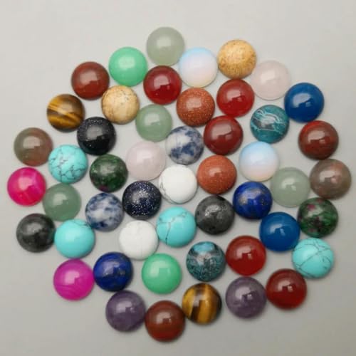 Naturstein-Perlen, runde Cabochon-Perlen zur Schmuckherstellung, 6 mm, 8 mm, 10 mm, 12 mm, 50–200 Stück, gemischte Ring-Accessoires, Großhandel, ohne Loch, 12 mm, 100 Stück von ZEYRU