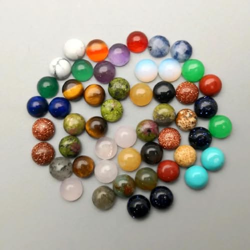 Naturstein-Perlen, runde Cabochon-Perlen zur Schmuckherstellung, 6 mm, 8 mm, 10 mm, 12 mm, 50–200 Stück, gemischte Ring-Accessoires, Großhandel, ohne Loch, 6 mm, 200 Stück von ZEYRU