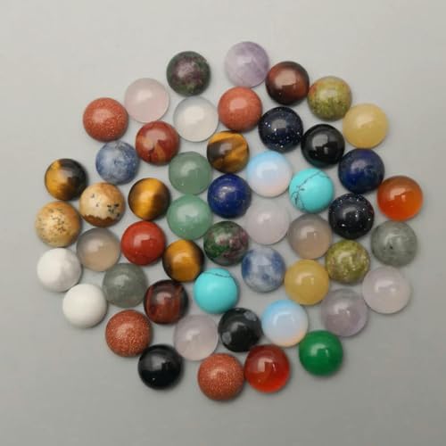 Naturstein-Perlen, runde Cabochon-Perlen zur Schmuckherstellung, 6 mm, 8 mm, 10 mm, 12 mm, 50–200 Stück, gemischte Ring-Accessoires, Großhandel, ohne Loch, 8 mm, 200 Stück von ZEYRU