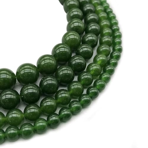 Naturstein-Perlen aus grüner Jade zur Schmuckherstellung, Perlenarmband, 15 Zoll, DIY-Armband, Halskette, 4 6 8 10 12 mm, Strang-Grün-12 mm, ca. 30 Perlen von ZEYRU