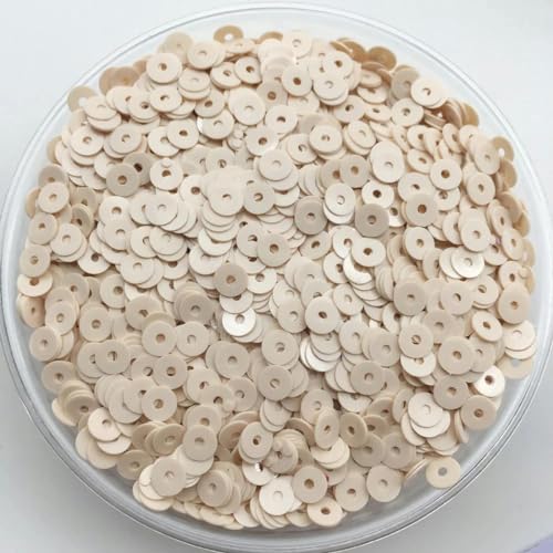 Neu! 4,0 mm lose Pailletten für Frauen, Kinder, Hochzeit, Basteln, DIY, Kleidungszubehör, Beige, flach, rund, Großhandel, 150 g von ZEYRU