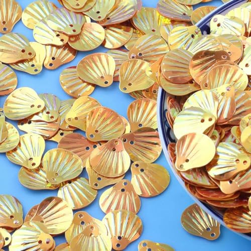 Neue 10 g/20 g/50 g große goldene Pailletten in großen Mengen für Kleidungsdekoration, Basteln, DIY-Zubehör – Orange – 13,0 mm, 10 g von ZEYRU