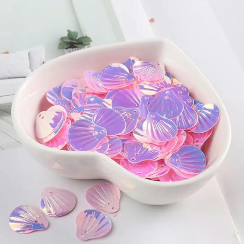 Neue 13,0 mm Muschel-Pailletten, klare Kristall-Muschelform-Pailletten, Glitzer-Pailletten für DIY-Nähzubehör-JG Pink-13,0 mm Muschel von ZEYRU