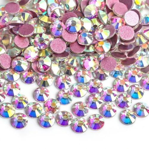 Neue rosa Kristall AB Nicht Hot Fix Strasssteine SS3-SS50 FlatBack Strass Nähen & Stoff Kleidung Nail Art Strass Dekorationen-Rosa AB-ss50-144Stk von ZEYRU