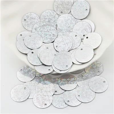 Pailletten, 15 mm, flach, groß, rund, lose Pailletten aus PVC, Nähzubehör für Damenbekleidung mit 1 seitlichem Loch, 10 g, Silber, 15 mm, 10 g von ZEYRU