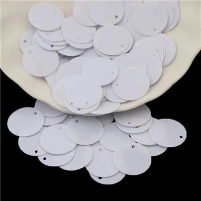 Pailletten, 15 mm, flach, groß, rund, lose Pailletten aus PVC, Nähzubehör für Damenbekleidung mit 1 seitlichem Loch, 10 g, weiß, 15 mm, 10 g von ZEYRU