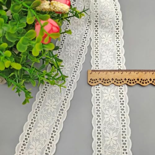 Spitzenband mit Blumenstickerei, 45 mm, beige, handgefertigt, 2 Meter pro Partie, Beige, 2 Meter Länge von ZEYRU