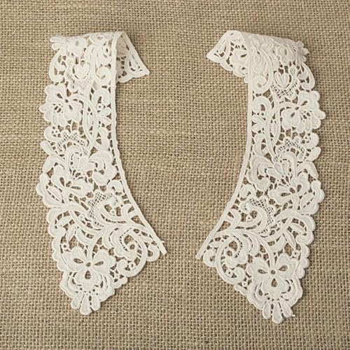 Spitzenstoff-Ausschnitt, abnehmbarer falscher Kragen, DIY, atmungsaktiver Schal um den Hals, Blume, süß, hohl, bequemer Patch-Stil 18, Beige, 1 Stück von ZEYRU