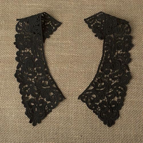 Spitzenstoff-Ausschnitt, abnehmbarer falscher Kragen, DIY, atmungsaktiver Schal um den Hals, Blume, süßer, hohler, bequemer Patch, Stil 18, Schwarz, 1 Stück von ZEYRU