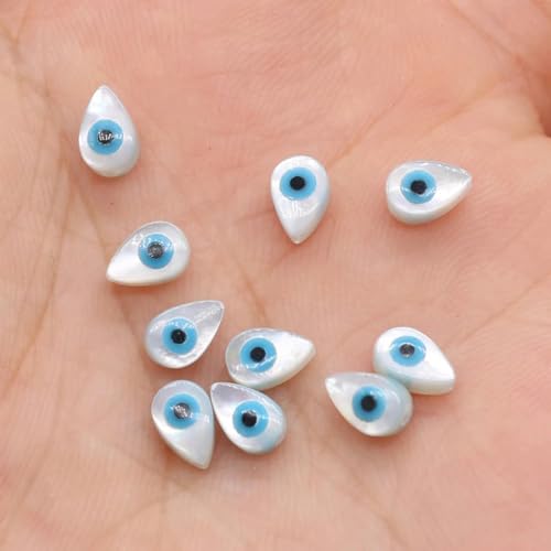 Stück natürliche Muschel blau griechische Perlmutt Perlen Charms für DIY Schmuckherstellung Halskette Armband Zubehör-4x6mm von ZEYRU