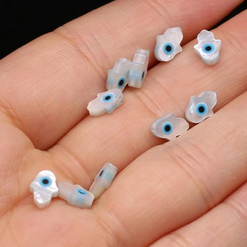 Stück natürliche Muschel blau griechische Perlmutt Perlen Charms für DIY Schmuckherstellung Halskette Armband Zubehör-6x8mm von ZEYRU