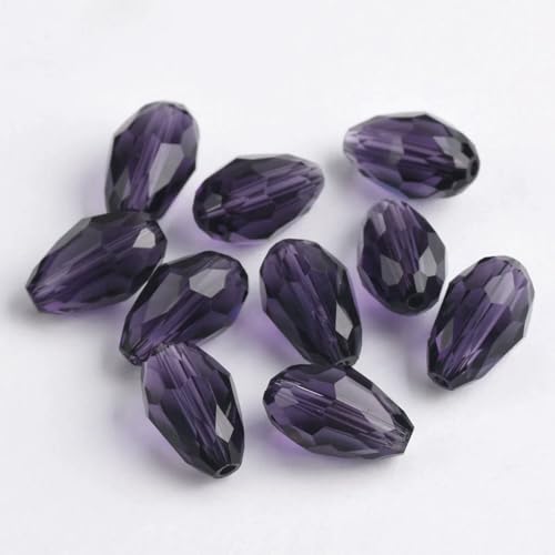 Tropfenförmiges facettiertes Kristallglas, 5 x 3,0 mm, 8 x 6 mm, 12 x 8 mm, 15 x 10 mm, lose Perlen zur Schmuckherstellung, DIY-Ohrring-Zubehör, Amethyst, 5 x 3,0 mm (95 Stück) von ZEYRU