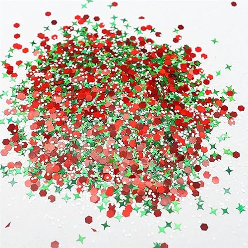 Weihnachts-Pailletten, gemischt, 1–10 mm, Maniküre, ultradünne Schneeflocken-Weihnachtsbaum-Pailletten, DIY-Nagelschmuck-Patch, 10–20 g-SD09-10 g von ZEYRU