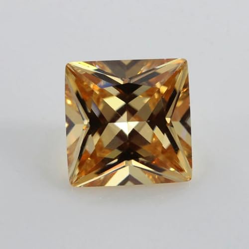 Zirkonia-Stein, mehrfarbig, quadratisch, Prinzessschliff, lose Steine, synthetische Edelsteinperlen für Schmuck, 2 x 2 – 14 x 14 mm, AAAAA, Champagner, 10 x 10 mm, 20 Stück von ZEYRU