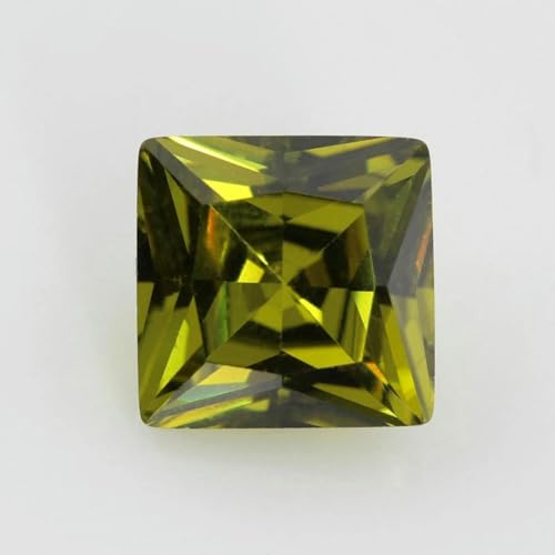 Zirkonia-Stein, mehrfarbig, quadratische Form, Prinzessschliff, lose Steine, synthetische Edelsteinperlen für Schmuck, 2 x 2 – 14 x 14 mm, AAAAA-Peridot-10 x 10 mm, 20 Stück von ZEYRU