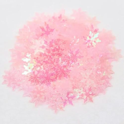 mm Schneeflocken-Pailletten, Weihnachtsschnee, lose Blumen-Pailletten, Glitzer, Nähen, Hochzeit, Basteln, Heimdekoration, AC Pink, 10 g von ZEYRU