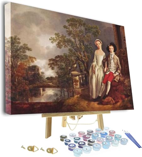 Malen nach Zahlen für Erwachsene, Malen nach Gemälde von Thomas Gainsborough, Portrait von Heneage Lloyd und seiner Schwester Lucy gerahmt und Staffelei, DIY-Acryl-Malset für Hoom-Dekor-Leinwand von ZEYUPAIN