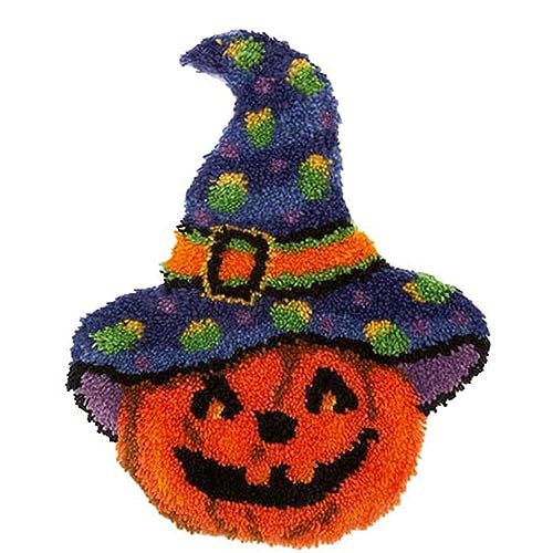 ZFFLYH Halloween Latch Haken Kits Für Erwachsene Kinder, DIY Häkelgarn Kits Gedruckt Leinwand Matte Tapisserie Handarbeiten Sets Für Heimtextilien Und Festival GIF,Rug b von ZFFLYH