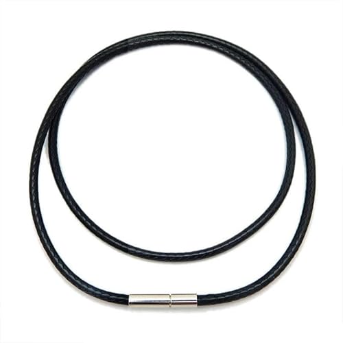 1/1,5/2 mm Schwarze wasserdichte Lederband-Halskette, geflochtene Wachsseil-Kettenschnur mit Edelstahlverschluss für Männer und Frauen, Schmuck-BK 1,5 mm-50 cm von ZFISH