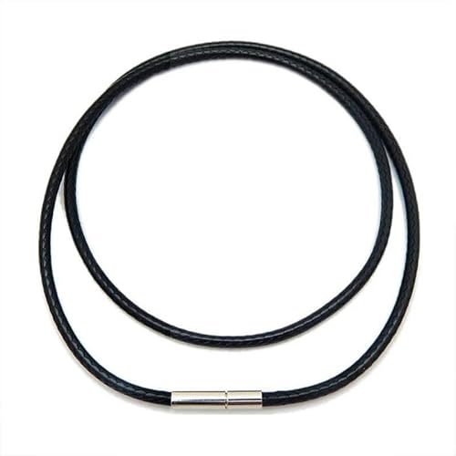 1/1,5/2 mm Schwarze wasserdichte Lederband-Halskette, geflochtenes Wachsseil, Kettenstich mit Edelstahlverschluss für Männer und Frauen, Schmuck-BK 1,0 mm-40 cm von ZFISH