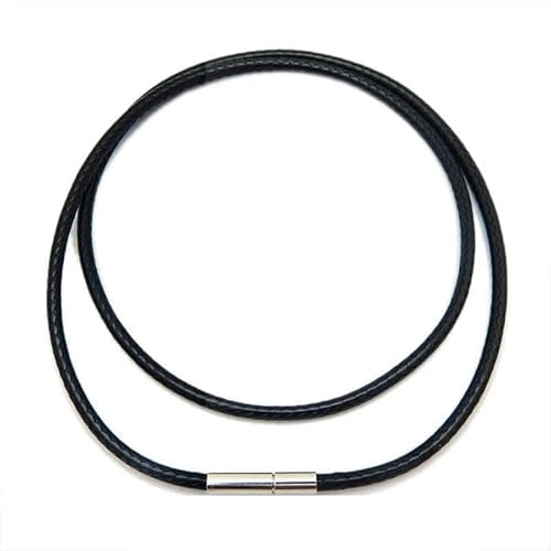 1/1,5/2 mm Schwarze wasserdichte Lederband-Halskette, geflochtenes Wachsseil, Kettenstich mit Edelstahlverschluss für Männer und Frauen, Schmuck-BK 2,0 mm-40 cm von ZFISH