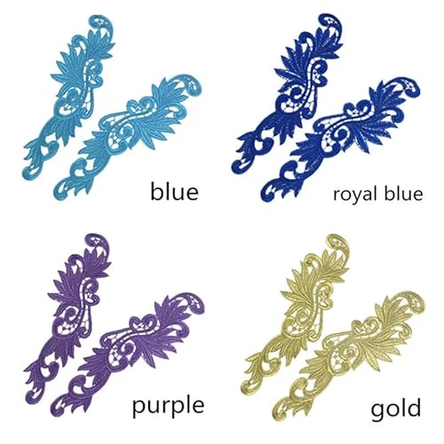 1 Paar fluoreszierende Farbe Stickerei Spitze Blume Applique Patch zum Nähen Tango Latein Tanz Ballett Kostüme Kleid-1pair von ZFISH