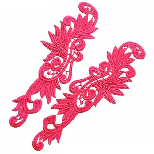 1 Paar fluoreszierendes Pink-1 Spitzenapplikation Patch Tango Latein Tanz Ballett Kostüme Kleid Nähen Basteln DA89 DA-0101 JA-029-DA004-1 Paar von ZFISH