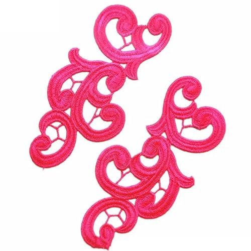 1 Paar fluoreszierendes Pink-1 Spitzenapplikation Patch Tango Latein Tanz Ballett Kostüme Kleid Nähen Basteln DA89 DA-0101 JA-029-DA89-1pair von ZFISH