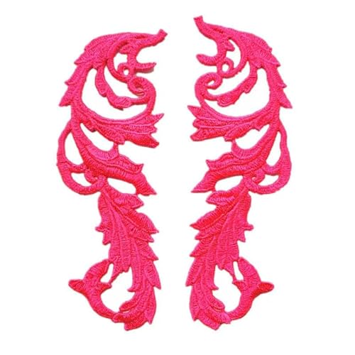 1 Paar fluoreszierendes Pink-1 Spitzenapplikation Patch Tango Latein Tanz Ballett Kostüme Kleid Nähen Basteln DA89 DA-0101 JA-029-JA-029-1pair von ZFISH