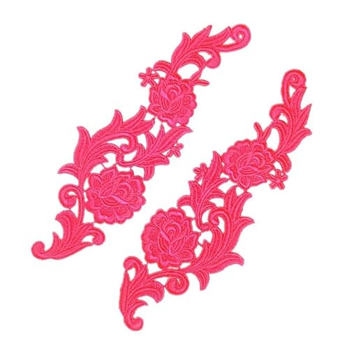 1 Paar fluoreszierendes Pink-1 Spitzenapplikation Patch Tango Latein Tanz Ballett Kostüme Kleid Nähen Basteln DA89 DA-0101 JA-029-JA-035-1 Paar von ZFISH