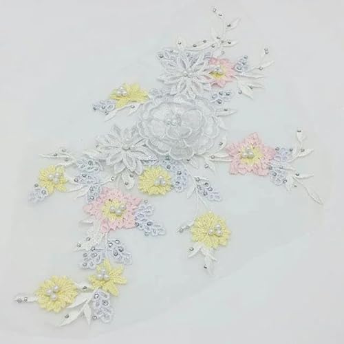 1 Stück 6 Farben Perlen Pailletten Blume Stickerei Nähen Handwerk Spitze Ausschnitt Applikation Trim 3D Patches DIY Kleid Kleid Dekor- von ZFISH