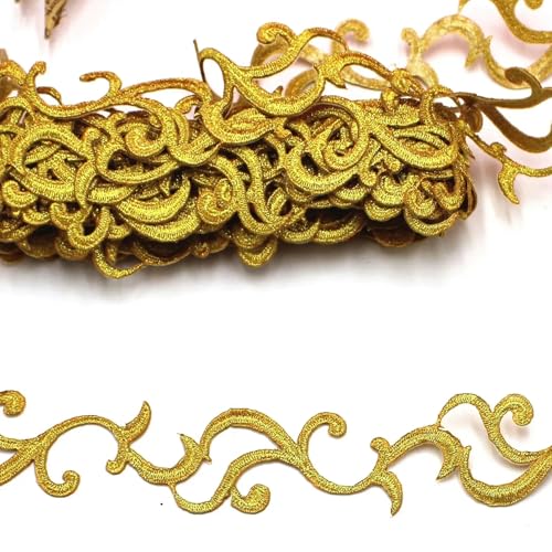 1 Yard Gold bestickte Spitze für Cosplay-Kleiderapplikationen zum Aufbügeln, Europa, Vintage, DIY-Kleidungsbesätze-Gold_M-1 Yard von ZFISH