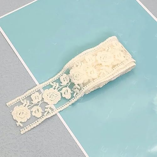 1 Yard bilaterale Milchseidenspitze transparente Netzstickerei DIY Kopfschmuckband Hochzeitskleid 4 cm weißer Kordelspitzenstoff-1-10 Yard von ZFISH