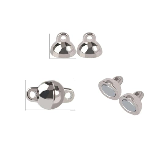 10–5 Sets ovale Edelstahl-Magnetverschlüsse mit starken Perlen und Kugelform, Verbindungsstücke zur Schmuckherstellung, DIY-Armbänder, Halsketten, Silber, 6 x 11 mm, 5 Sets von ZFISH