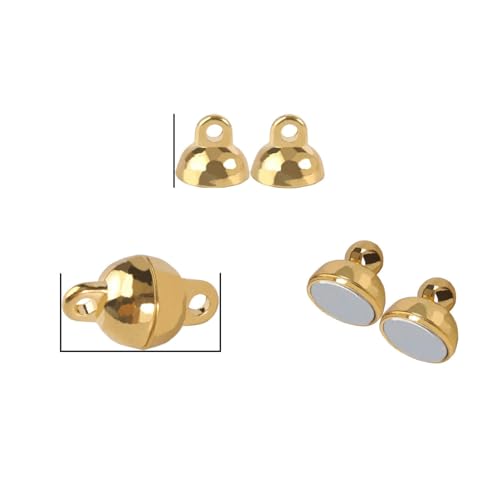 10–5 Sets ovale Edelstahl-Magnetverschlüsse mit starken Perlen und Kugeln, Verbindungsstücke zur Schmuckherstellung, DIY-Armbänder, Halsketten, Gold, 6 x 11 mm, 5 Sets von ZFISH