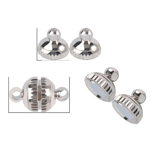 10–5 Sets ovale Edelstahl-Magnetverschlüsse mit starken Perlen und Kugeln, Verbindungsstücke zur Schmuckherstellung, DIY-Armbänder, Halsketten, Silber, 8 x 14 mm, 5 Sets von ZFISH