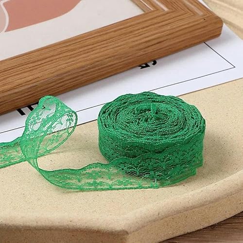 10 Meter/Rolle 2,2 cm nicht dehnbares Spitzenband DIY handgefertigtes Bastelmaterial Halloween Hochzeitsfeier Geschenkband-Grasgrün-2,2 cm breit von ZFISH