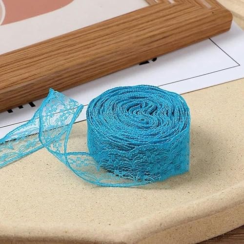 10 Meter/Rolle 2,2 cm nicht dehnbares Spitzenband DIY handgefertigtes Bastelmaterial Halloween Hochzeitsfeier Geschenkband-Seeblau-2,2 cm breit von ZFISH