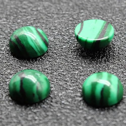 10 Stück/Los 4 6 8 10 12 14 mm runde Flatback-Cabochon-Perlen aus Naturstein-Achat-Cabochon-Basisperlen zur DIY-Schmuckherstellung-Malachit-8 mm von ZFISH