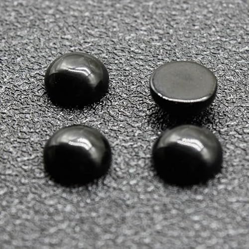 10 Stück/Los 4 6 8 10 12 14 mm runde Flatback-Cabochon-Perlen aus Naturstein-Achat-Cabochon-Basisperlen zur DIY-Schmuckherstellung-schwarzer Achat-6 mm von ZFISH