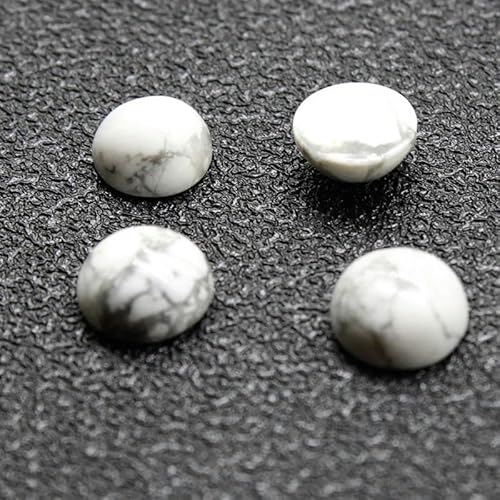 10 Stück/Los 4 6 8 10 12 14 mm runde Flatback-Cabochon-Perlen aus Naturstein-Achat-Cabochon-Basisperlen zur DIY-Schmuckherstellung-weiß türkis-12 mm von ZFISH