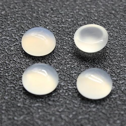 10 Stück/Los 4 6 8 10 12 14 mm runde Flatback-Cabochon-Perlen aus Naturstein-Achat-Cabochon-Basisperlen zur DIY-Schmuckherstellung-weißer Achat-4,0 mm von ZFISH