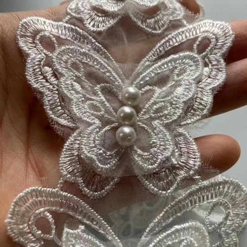 10 Stück/Los Perlenblume Organza Stickerei Stoff Spitze Patch Trim Band Kleidung 3D Perlen Blume Hochzeitskleid DIY Applikation 5 cm-A04 5,5 x 6,5 cm-andere von ZFISH