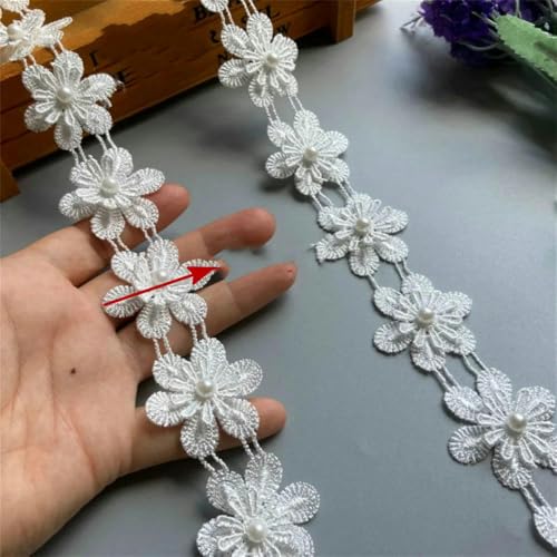 10 Stück/Los Perlenblume Organza Stickerei Stoff Spitze Patch Trim Band Kleidung 3D Perlen Blume Hochzeitskleid DIY Applikation 5cm-A-017 3,5cm-andere von ZFISH