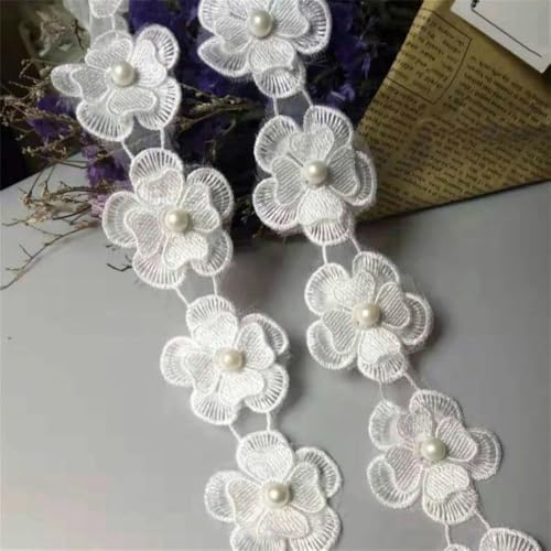 10 Stück/Los Perlenblume Organza Stickerei Stoff Spitze Patch Trim Band Kleidung 3D Perlen Blume Hochzeitskleid DIY Applikation 5cm-A-020 4,5CM-andere von ZFISH