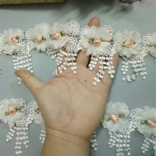 10 Stück/Los Perlenblume Organza Stickerei Stoff Spitze Patch Trim Band Kleidung 3D Perlen Blume Hochzeitskleid DIY Applikation 5cm-A-024 8cm-andere von ZFISH