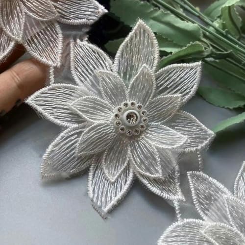 10 Stück/Los Perlenblume Organza Stickerei Stoff Spitze Patch Trim Band Kleidung 3D Perlen Blume Hochzeitskleid DIY Applikation 5cm-A05 7x7cm-andere von ZFISH