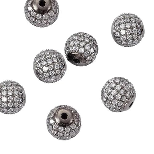 10 Stück 6/8/10/12 mm runde Messingkugel mit Zirkonia-Charm-Perle, Metall-Strass-Perle zur Schmuckherstellung, DIY-Armband, Halskette, Rotguss, 6 mm von ZFISH