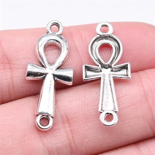 10 Stück Vintage-Anhänger im Antik-Silber-Look für die Herstellung von Ohrringen, Halsketten und Armbändern, Schmuckherstellung, 12 x 30 mm, Silber von ZFISH